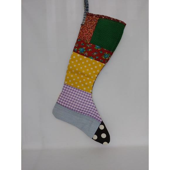 Vintage Handmade Patchwork Christmas Stocking Big Holiday Country Decoration (cb - Picture 2 of 8